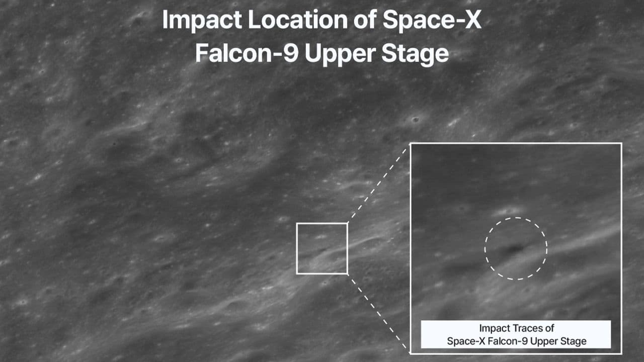 SpaceX rocket's impact crater on the moon spied by Korean lunar orbiter (photos)