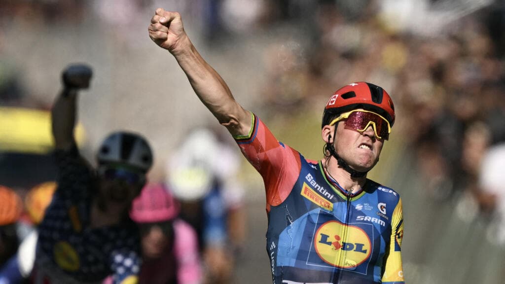 Mads Pedersen wins fourth stage of Tour de France as Torstein Traeen takes yellow jersey