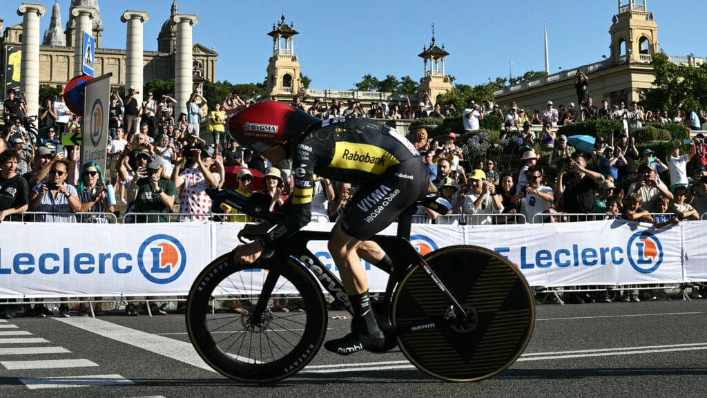 Vingegaard takes early Tour de France lead as Visma win opening stage in Barcelona