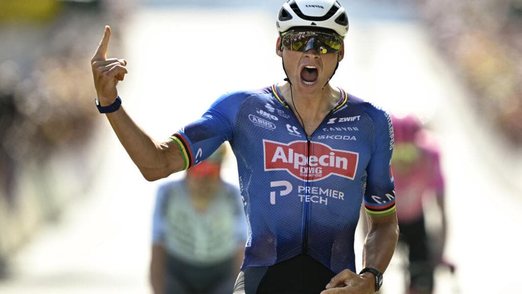Mathieu Van der Poel overcomes heat to win Tour de France stage nine