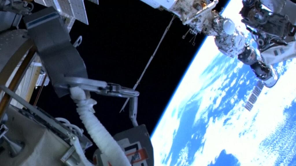 French astronaut takes third spacewalk outside ISS in all-female mission