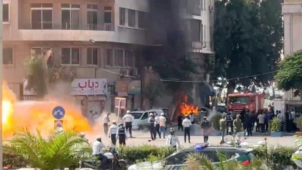 Explosions heard near Macron's Damascus hotel amid high-risk, landmark visit