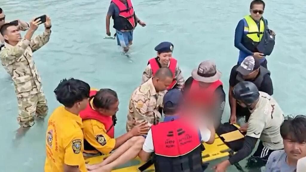 French father and two children rescued after 16 hours adrift off Thai island