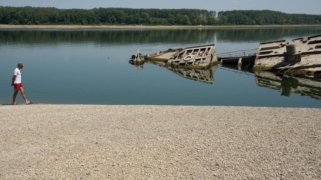 In pictures: Drought exposes Word War II ships, strands boats as Europe’s river levels plunge