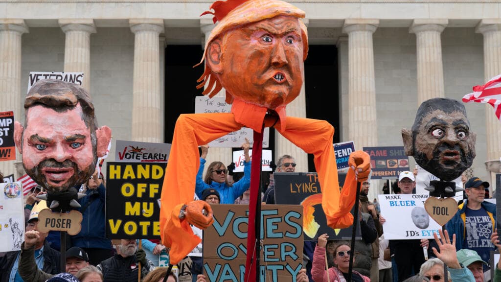 ‘Standing up for democracy’: Atlanta ‘No Kings’ rally draws Trump critics ahead of US midterms