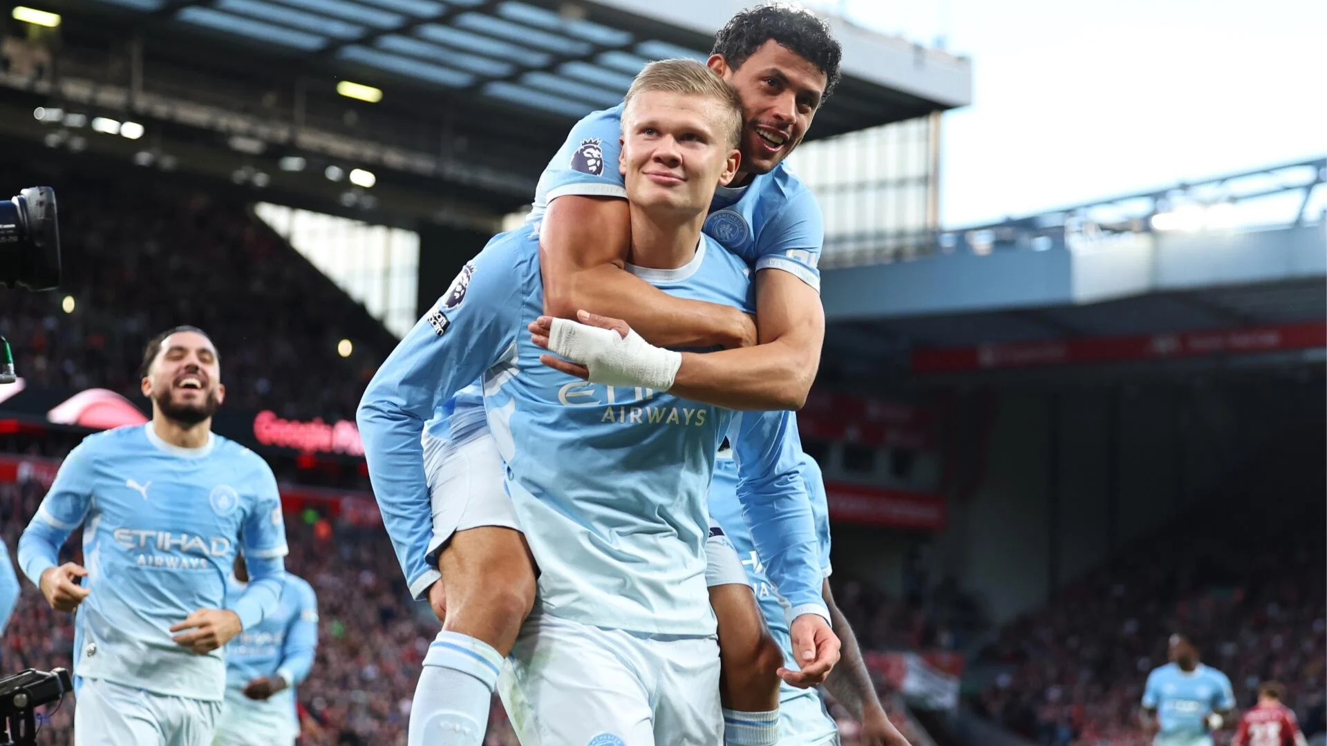 'Cheats' banners, then a beatdown: Man City crush Liverpool at Anfield in first game since guilty verdict
