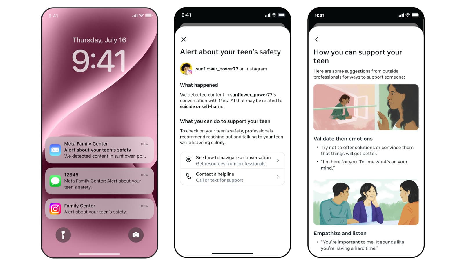 Meta will alert parents is their teens discuss self harm
