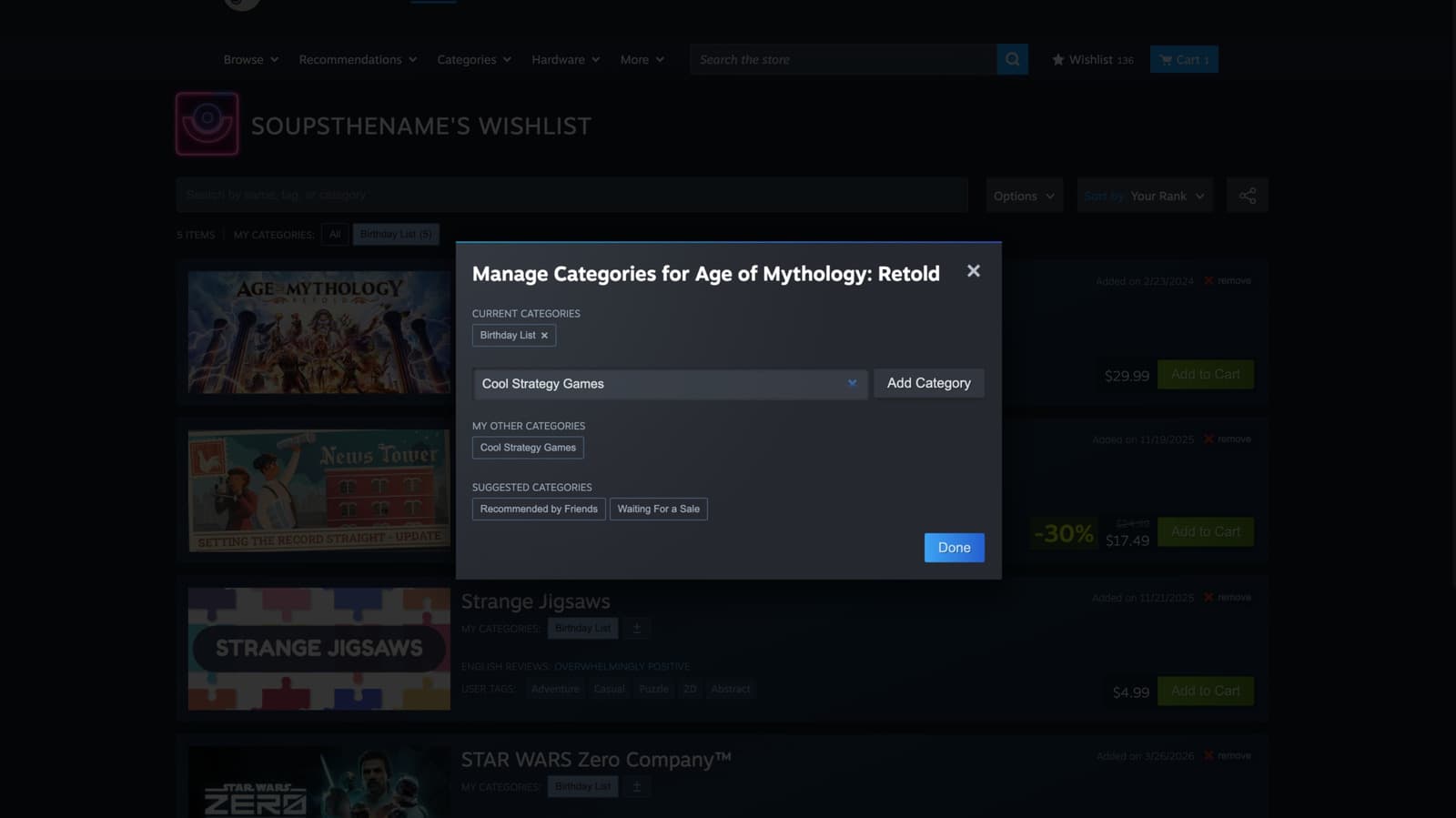 Steam adds handy gifting and wishlist updates